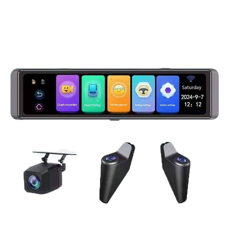 Dash Cam Rear View Mirror 12 Inch - 4. Record 360 Degree Blind Spot