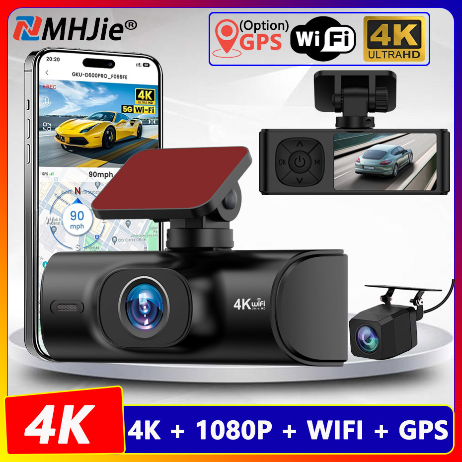 Dual Dash Cam With Gps Wifi - 4K Car DVRs 2160P WIFI GPS