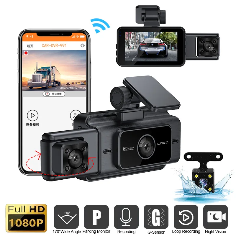 Dash Cam Night Vision Infrared - XZY New 3 Lens WiFi HD