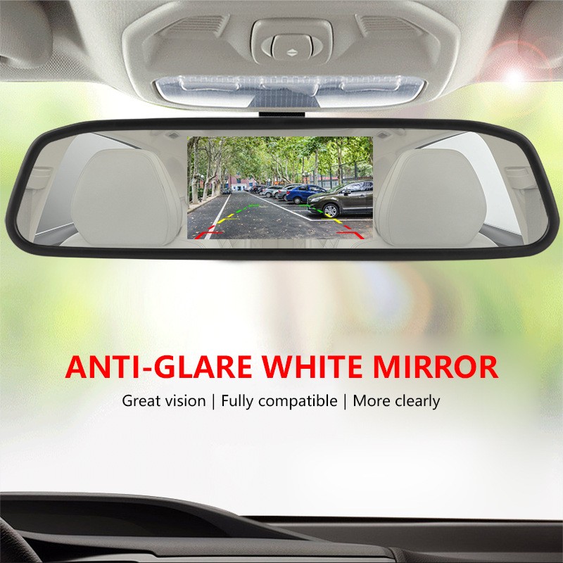 Dash Cam Mirror Backup Camera - 4.3 Inch Car Rearview Mirror HD