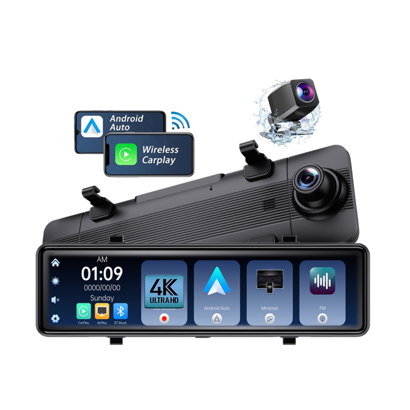 Dash Cam Rear View Mirror 12 Inch - 12 Inch 4K HD Carplay Car