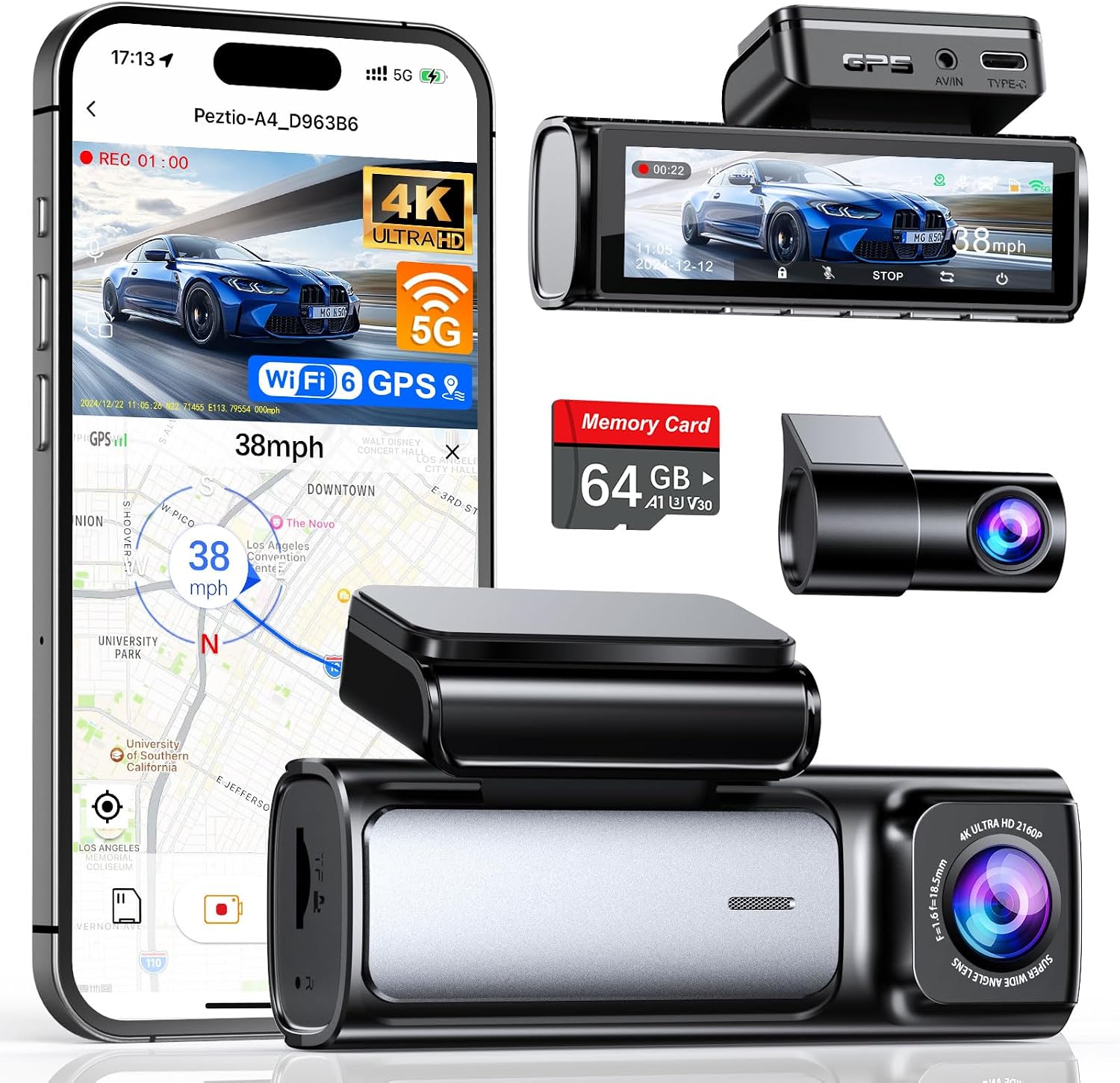 Dash Cam Front And Rear 4K - Front Rear Dashcam 4K 25K Built