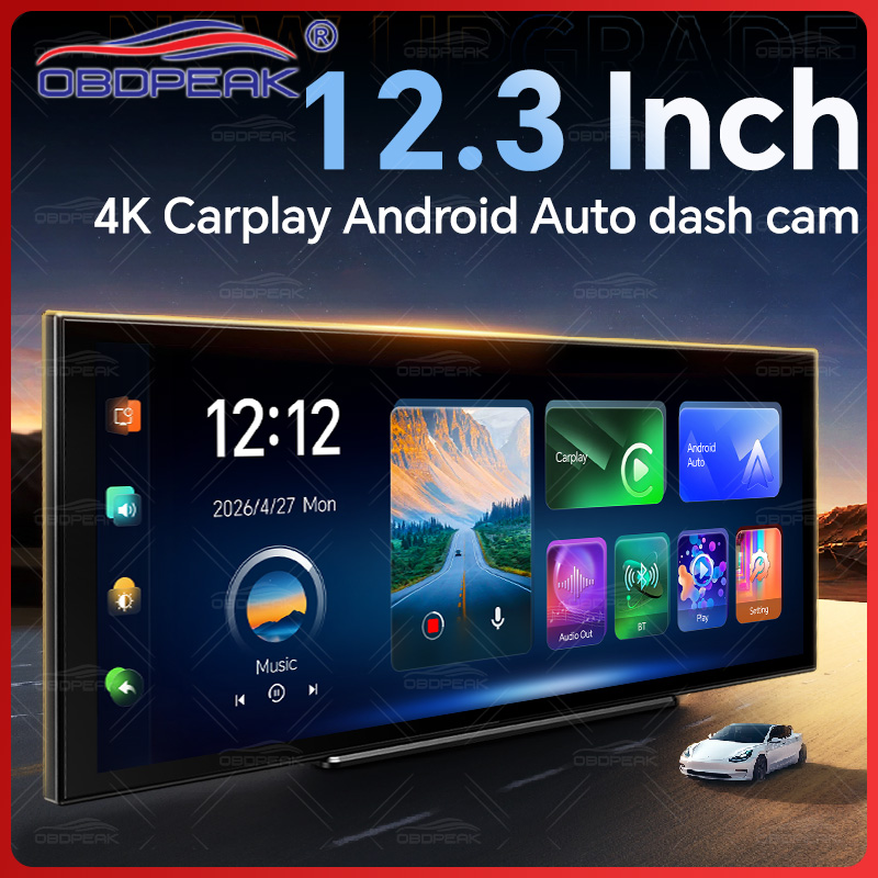 Dual Dash Cam With Gps Wifi - 12.3