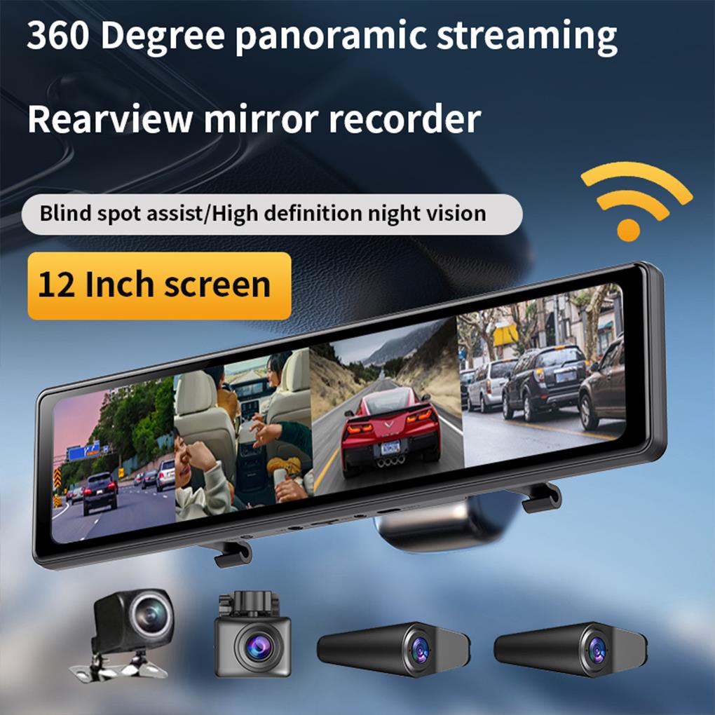 Dash Cam Rear View Mirror 12 Inch - 12inch Rearview Dash Cam 1080P 30FPS
