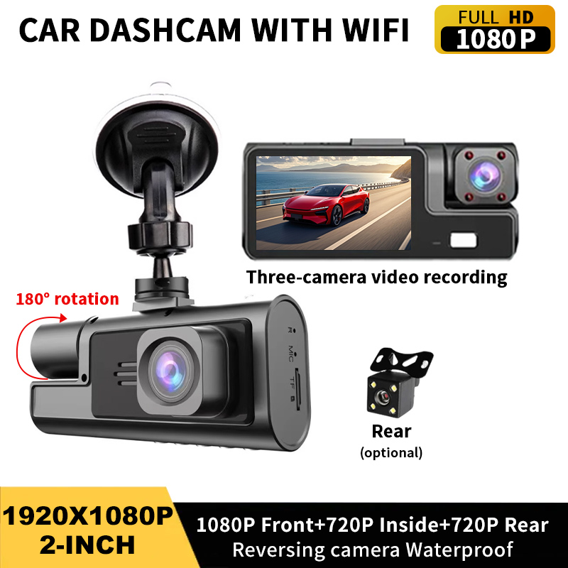 Dash Cam Night Vision Infrared - 3 Camera 1080P Car DVR Dash
