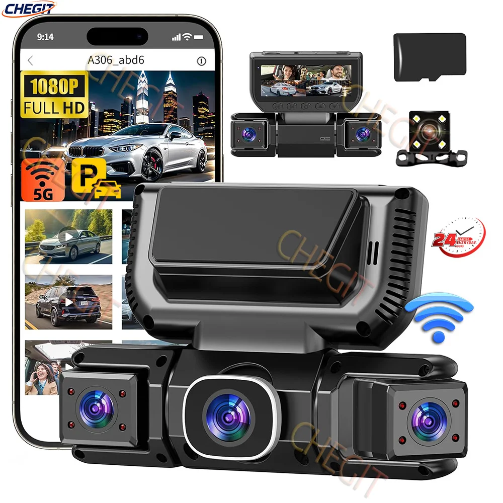 Dash Cam Mirror Backup Camera - 360 Degrees 4 Camera Front Left