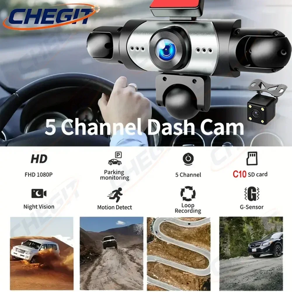 New 5Lens Dash cam 360° 1080P  - огляд і ціна Dash Cam Mirror Backup Camera
