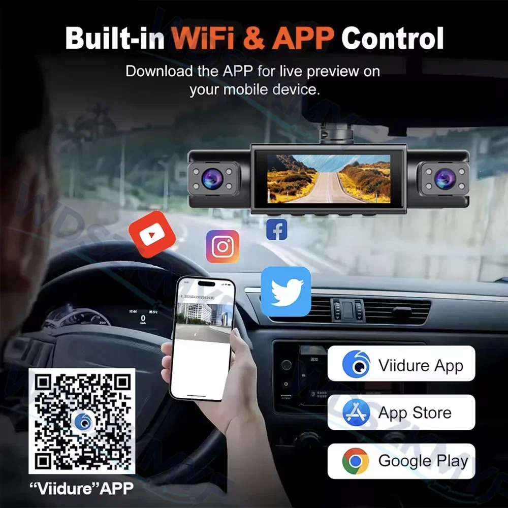 WiFi 4 Channel Dashcam Rear Vi - огляд і ціна Dash Cam 3 Channel 1080P