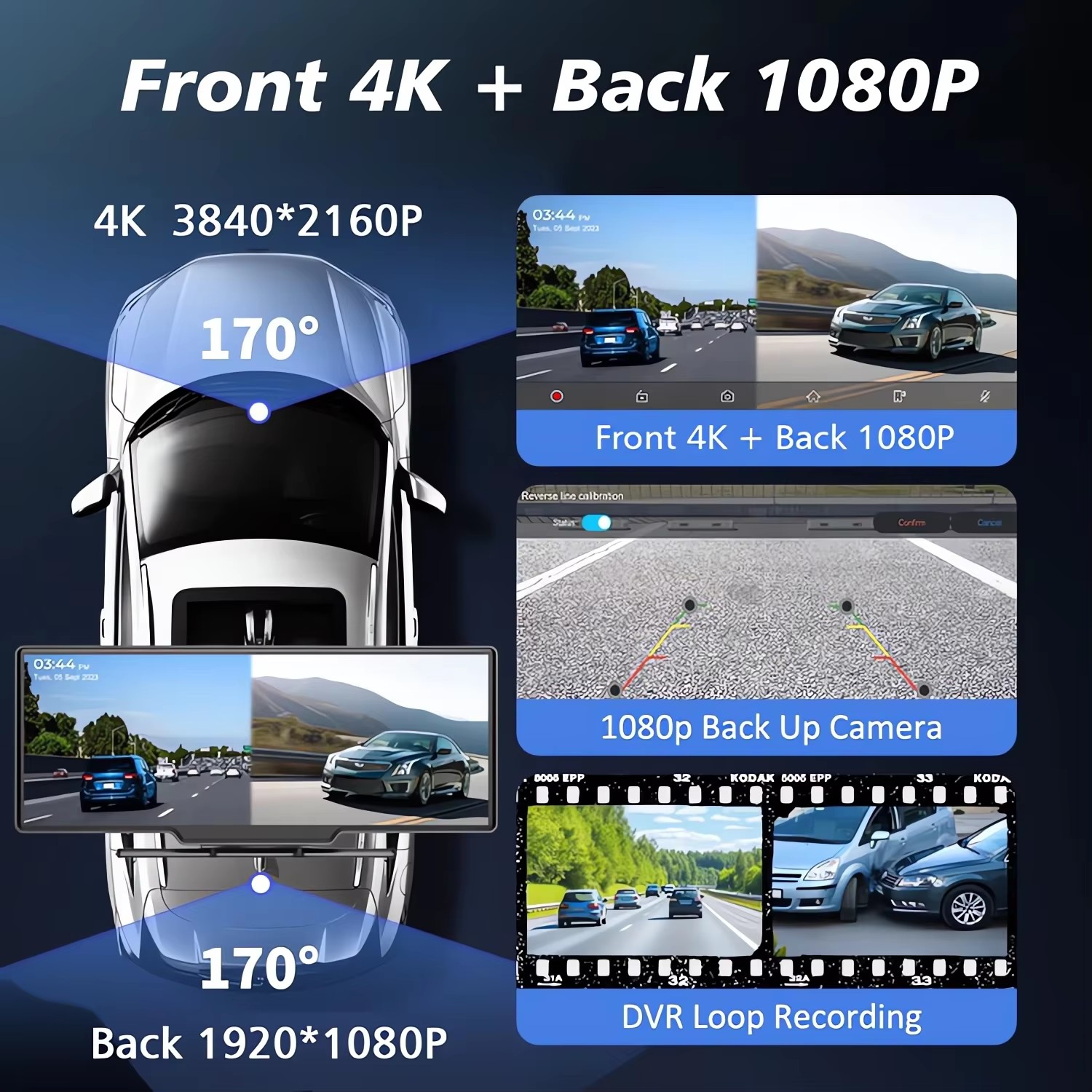 4K 2160P Car DVR 10.26 Inch Da - огляд і ціна Dash Cam 4K Sony Starvis