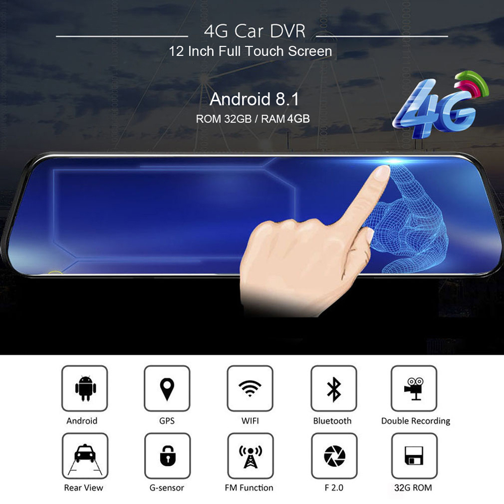 Newest 12 Inch Android 8.1 Sma - огляд і ціна Dash Cam Rear View Mirror 12 Inch