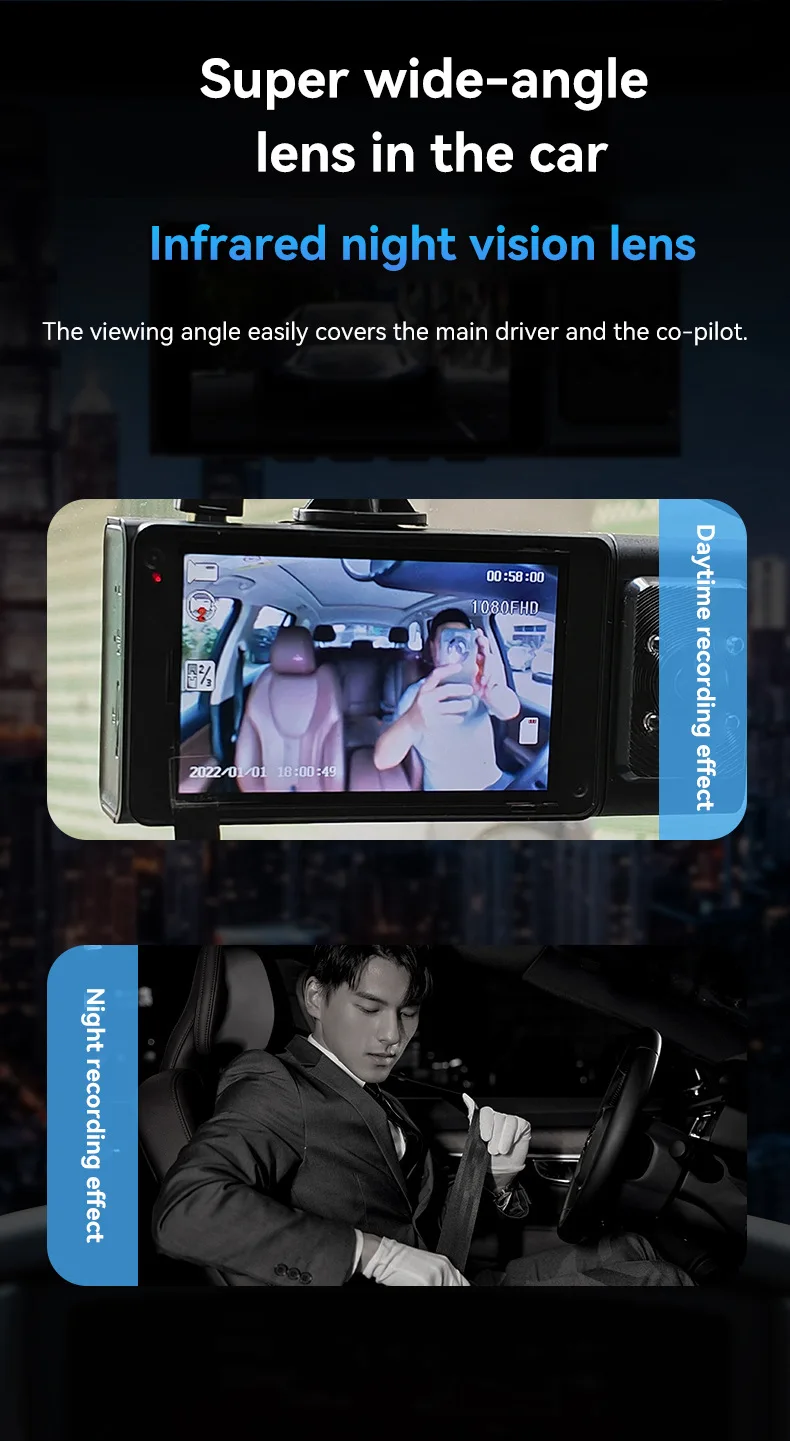 XZY 3 Channel 1080P WiFi Car D - огляд і ціна Dash Cam Night Vision Infrared
