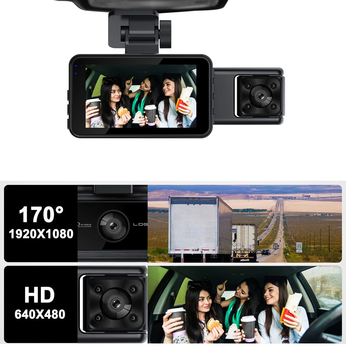 XZY New 3 Lens WiFi HD Car Das - огляд і ціна Dash Cam Night Vision Infrared