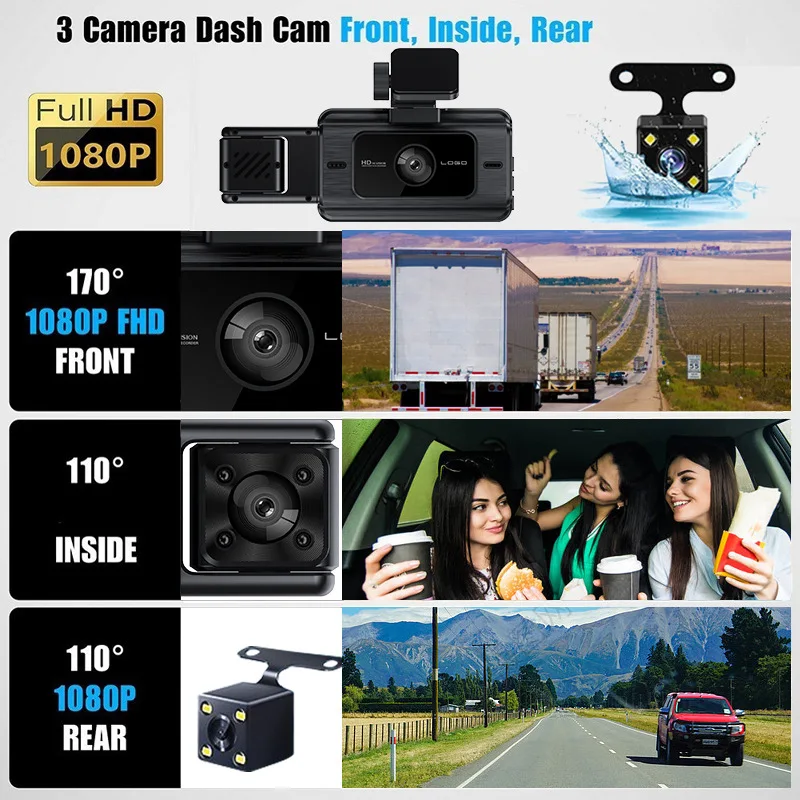 XZY New 3 Lens WiFi HD Car Das - огляд і ціна Dash Cam Night Vision Infrared