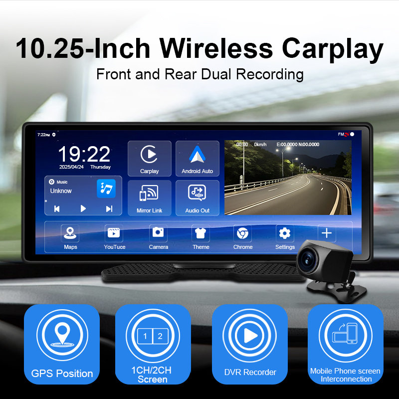 10.25 inch WIFI Android Carpla - огляд і ціна Dual Dash Cam With Gps Wifi