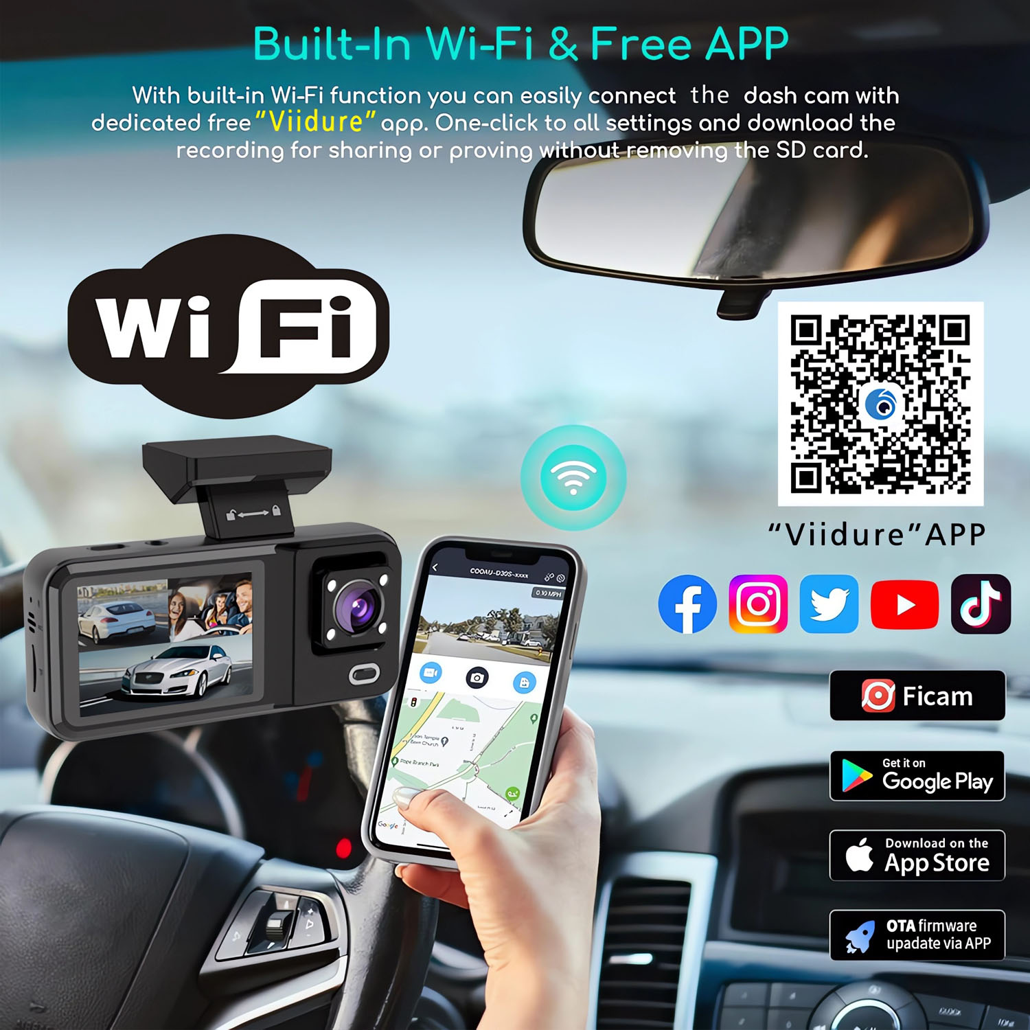 3 Channel WIFI Car DVR HD 1080 - огляд і ціна Dash Cam 3 Channel 1080P