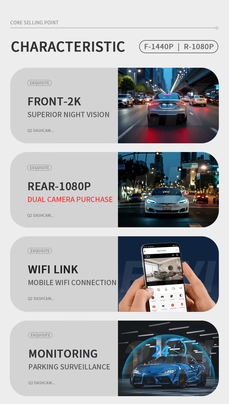 New 2026 Q2 2K Dual Lens Dash  - огляд і ціна Dash Cam 2K Dual Lens