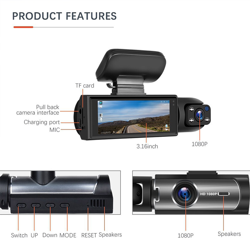 M8 Dash Cam, HD Dual Lens, Wir - огляд і ціна Dash Cam Night Vision Infrared