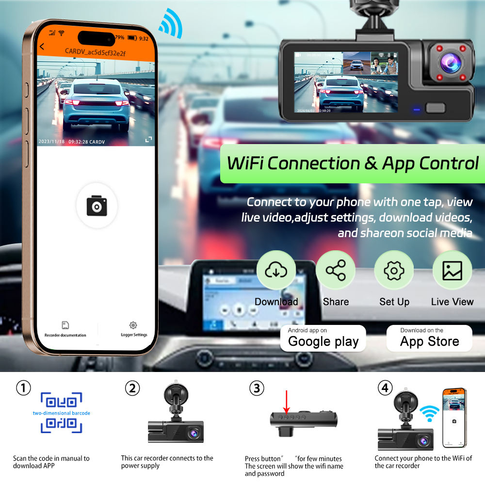 New 3 shots WIFI Car DVR 3 Cha - огляд і ціна Dash Cam 3 Channel 1080P