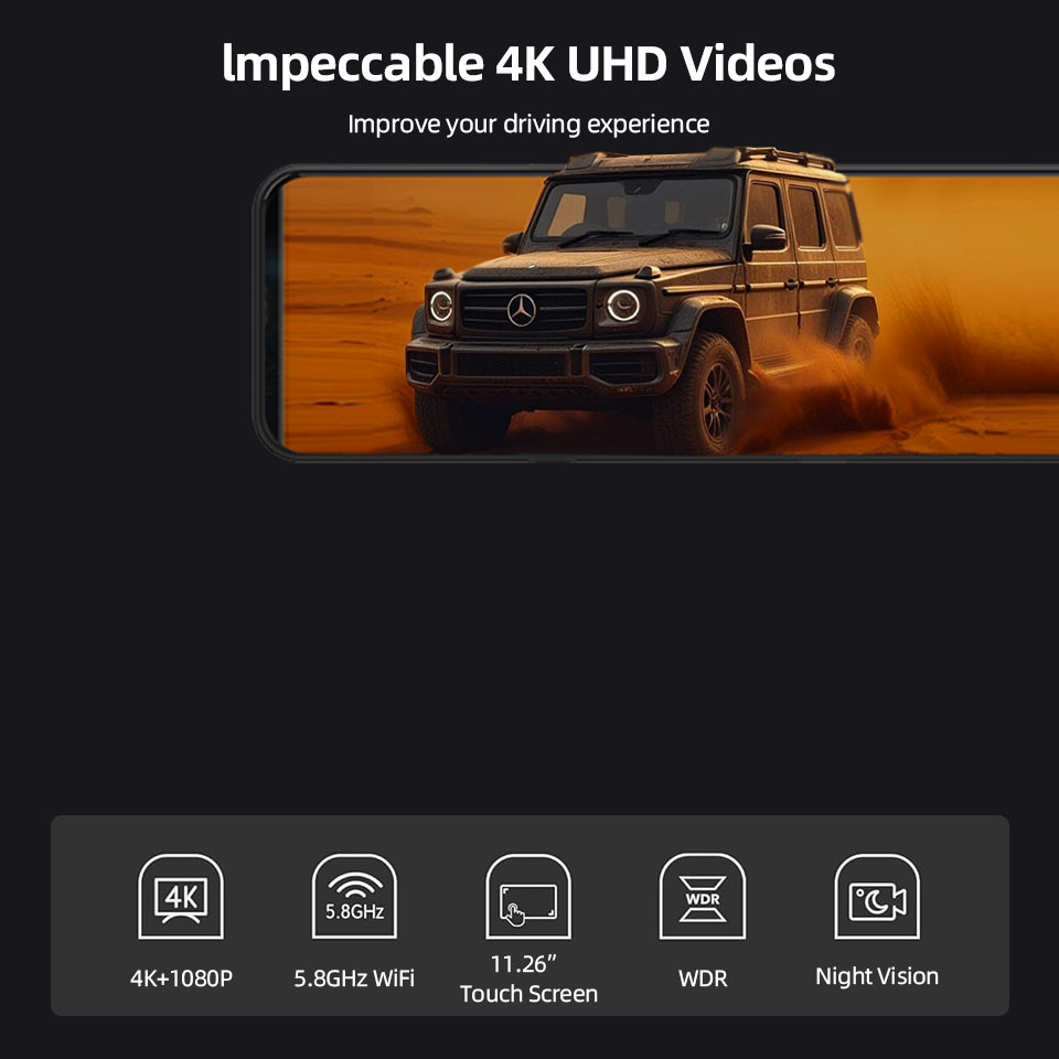 4K Rearview Mirror Car DVR Rec - огляд і ціна Dash Cam Rear View Mirror 12 Inch