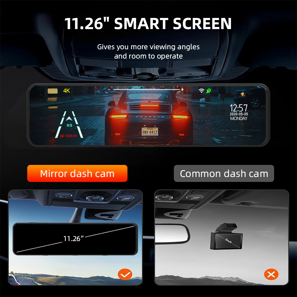 4K Rearview Mirror Car DVR Rec - огляд і ціна Dash Cam Rear View Mirror 12 Inch