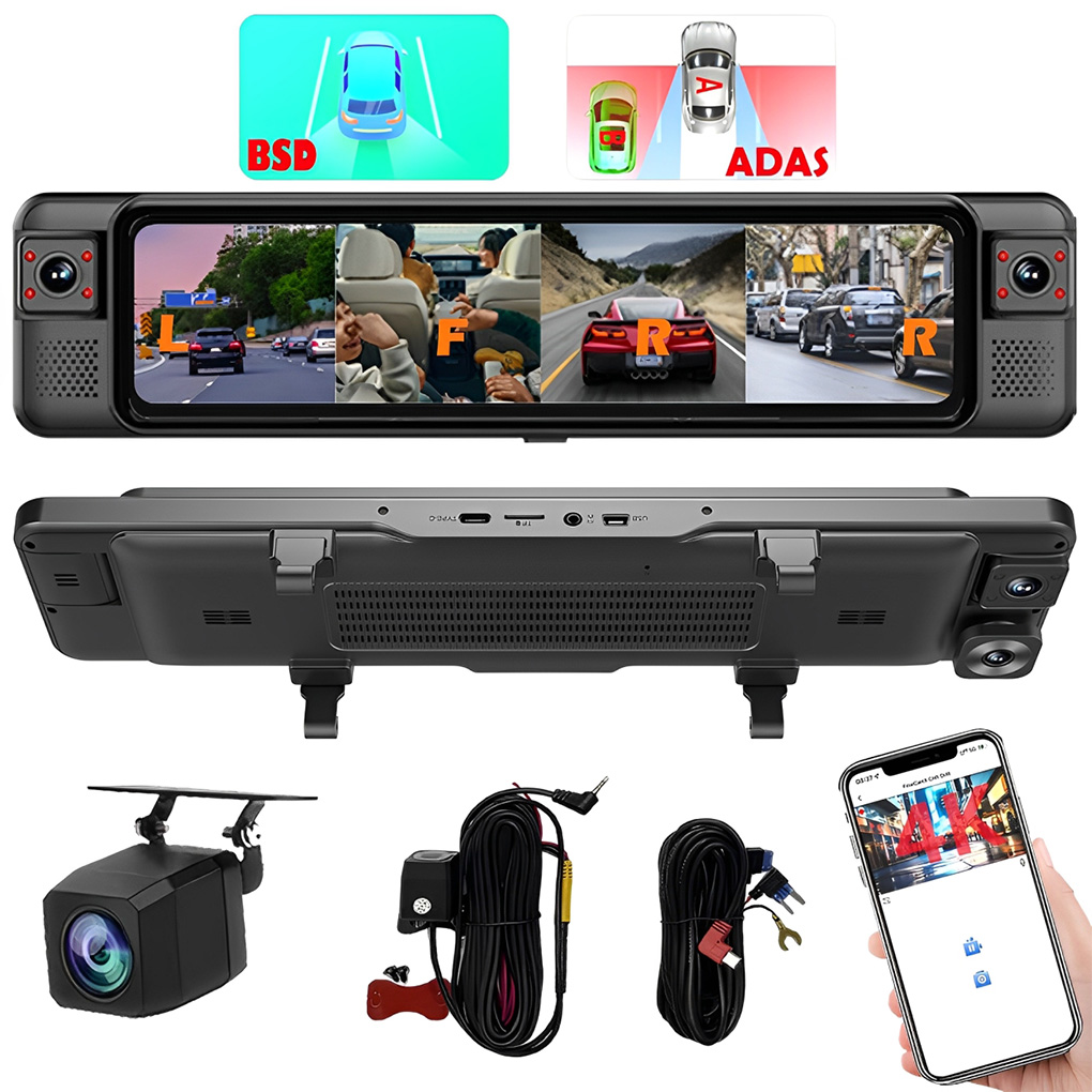 12Inch Touch Car DVR 4 Channel - огляд і ціна Dash Cam Rear View Mirror 12 Inch