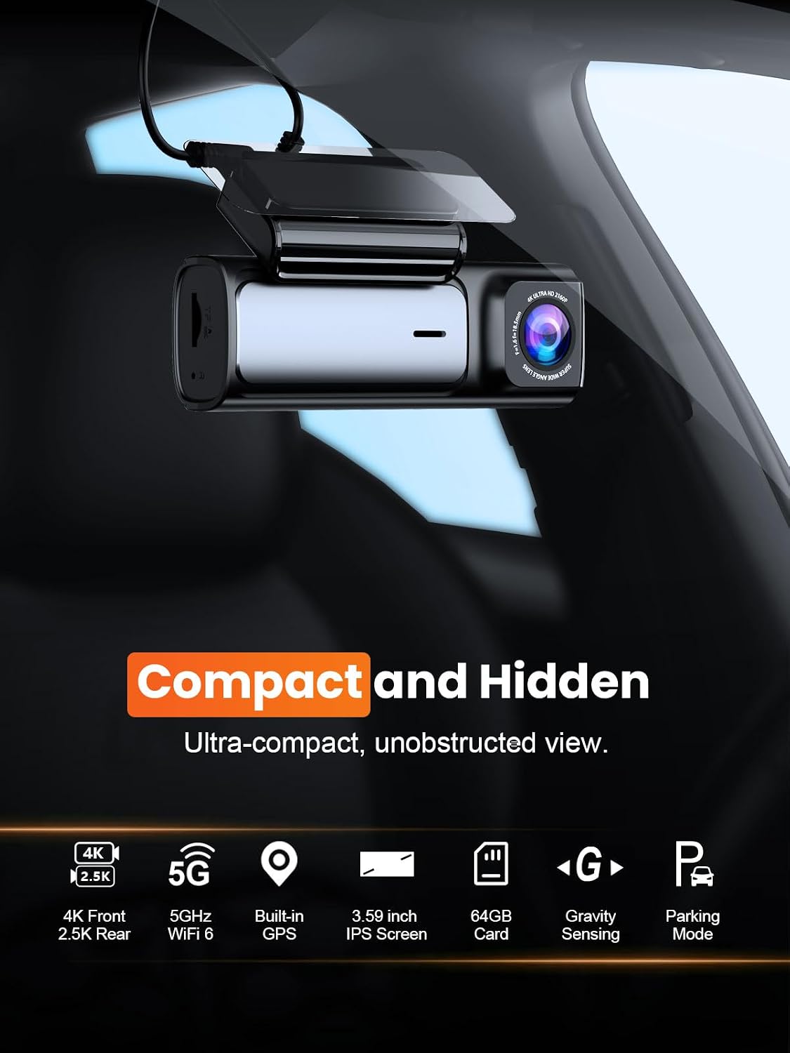 Front Rear Dashcam 4K 25K Buil - огляд і ціна Dash Cam Front And Rear 4K