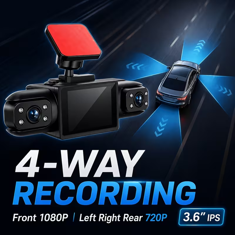1080P FHD 3/4‑Channel Dash Cam - огляд і ціна Dash Cam 3 Channel 1080P