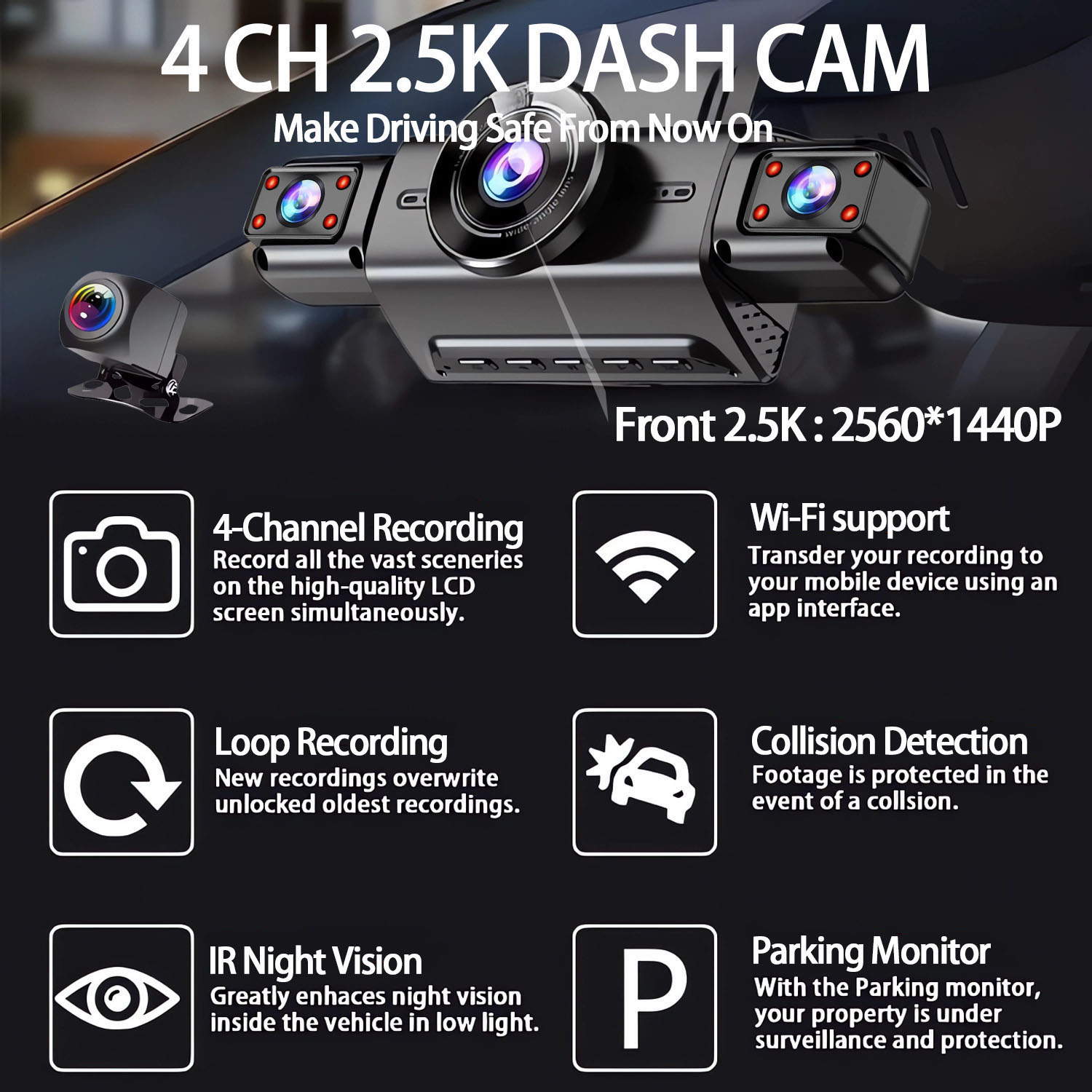 360 Degree 4 Cameras Dash Cam  - огляд і ціна Dash Cam 360 Degree Panoramic