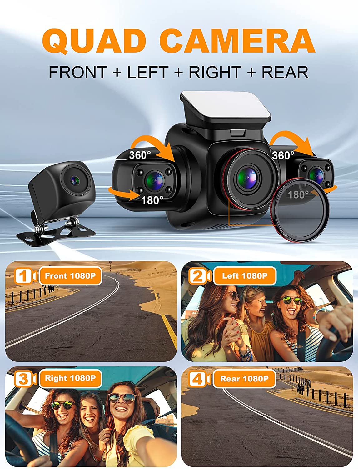 4 Channel Dash Cam 360°Panoram - огляд і ціна Dash Cam Night Vision Infrared