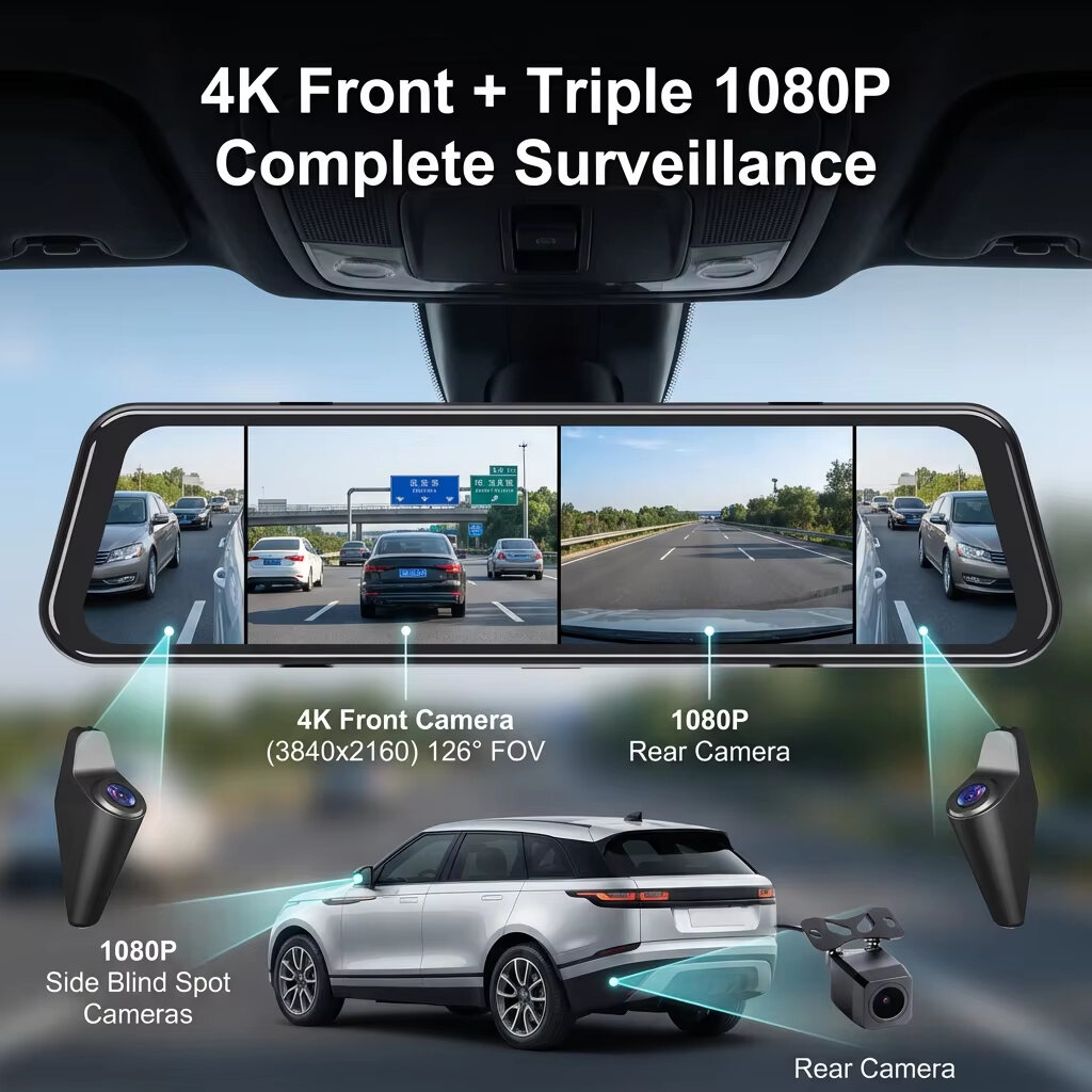 EKLEVA 12 Inch 4K Super HD Rea - огляд і ціна Dash Cam Rear View Mirror 12 Inch