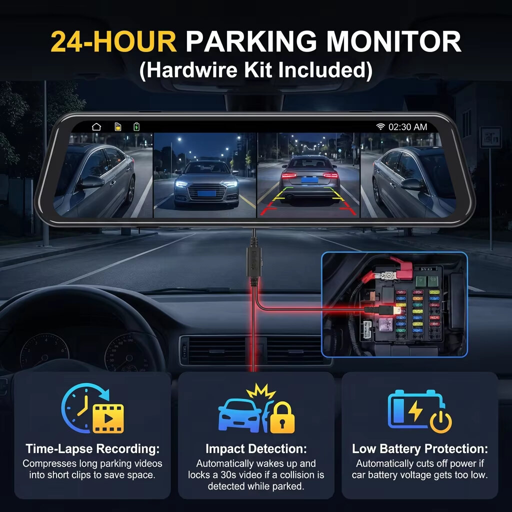 EKLEVA 12 Inch 4K Super HD Rea - огляд і ціна Dash Cam Rear View Mirror 12 Inch