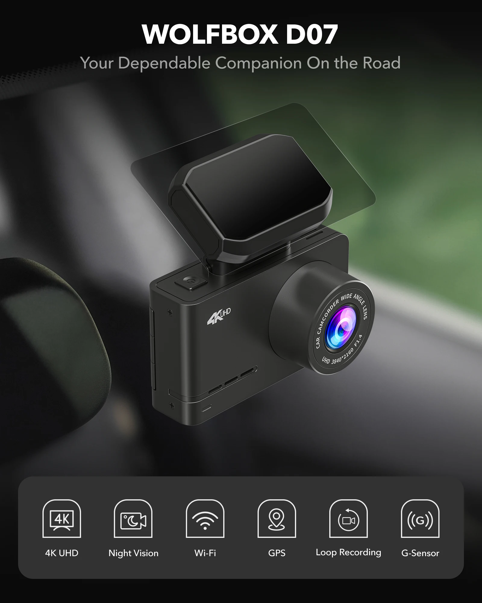 Wolfbox Dealer D07  Dual Doubl - огляд і ціна Dual Dash Cam With Gps Wifi