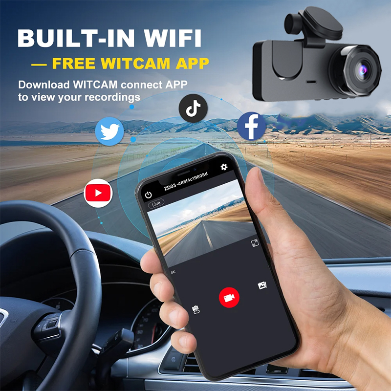 Triple Lens WiFi Dashcam 2/3 C - огляд і ціна Dash Cam 3 Channel 1080P