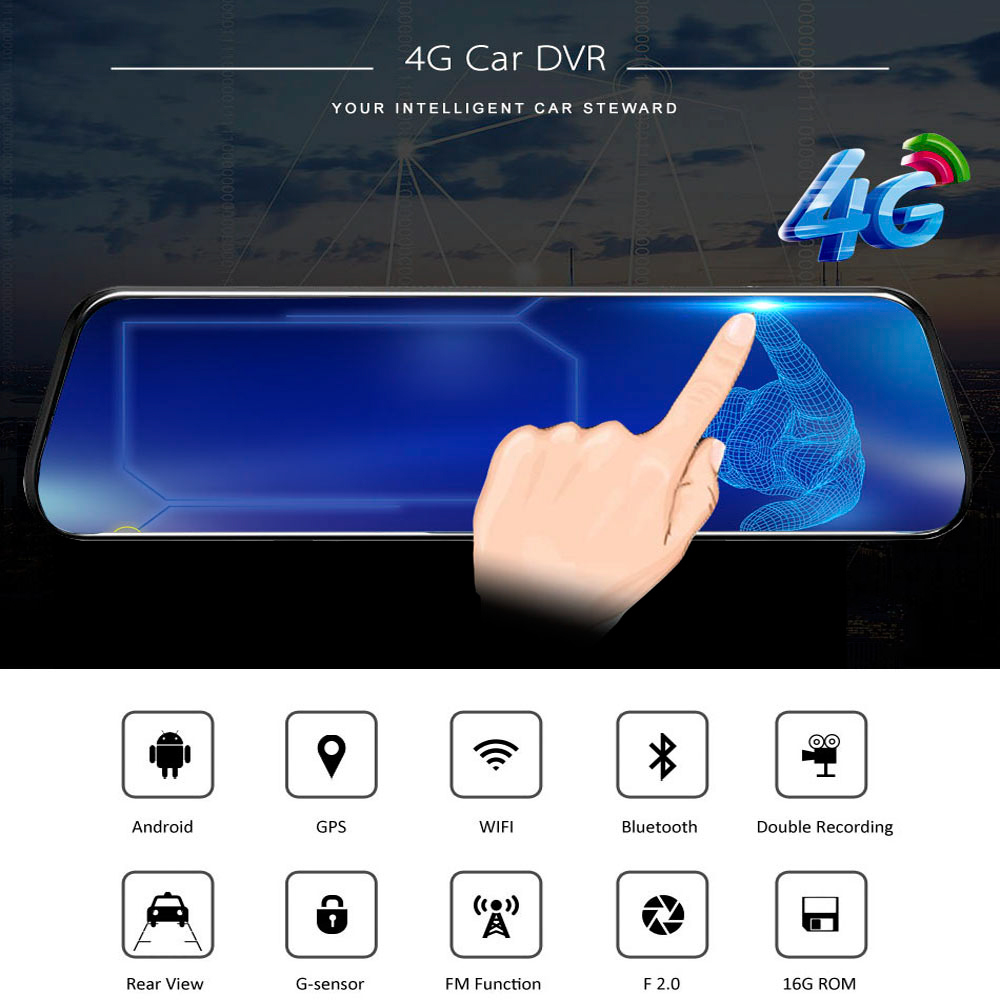 HGDO 10''  4G Android Dash Cam - огляд і ціна Dual Dash Cam With Gps Wifi