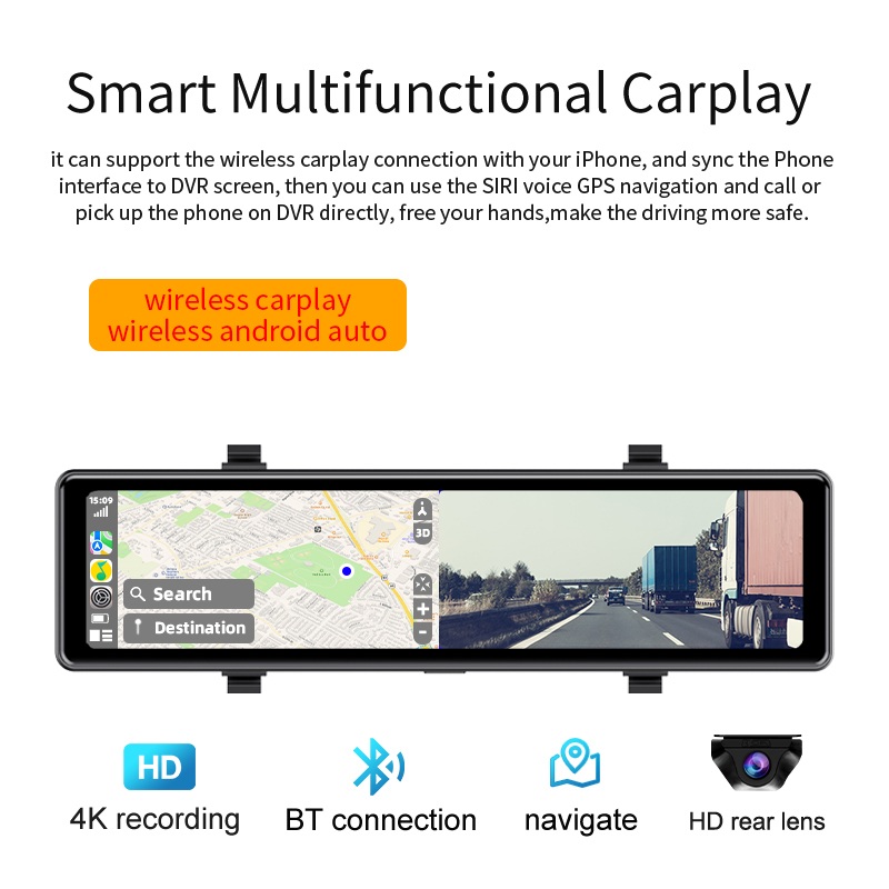 Acceo 4K Dashcam Rearview Mirr - огляд і ціна Dash Cam Rear View Mirror 12 Inch