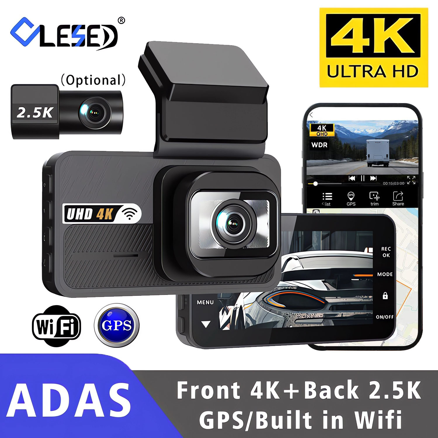4K+2.5K Dash Cam WIFI ADAS GPS - огляд і ціна Dash Cam 4K Sony Starvis