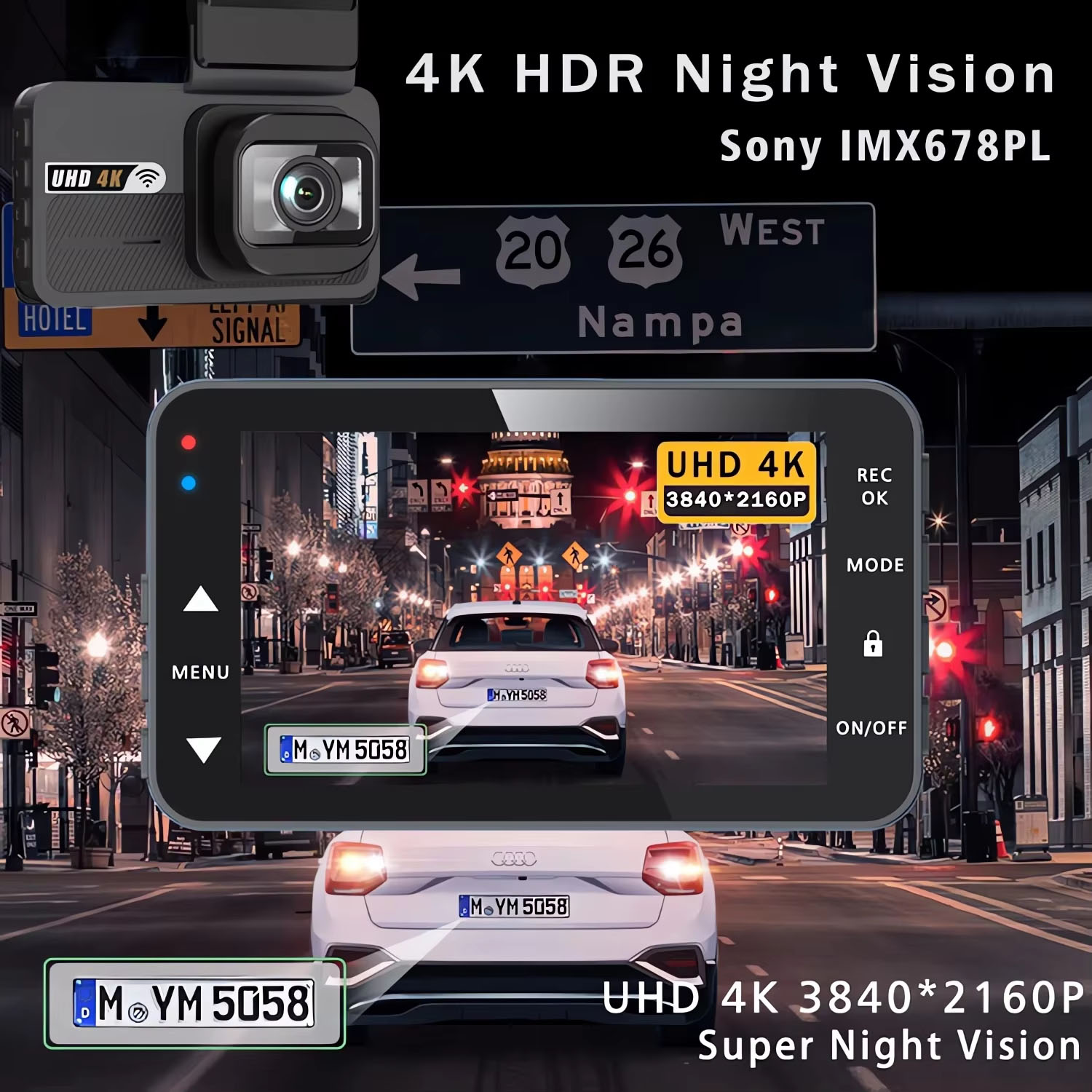 4K+2.5K Dash Cam WIFI ADAS GPS - огляд і ціна Dash Cam 4K Sony Starvis