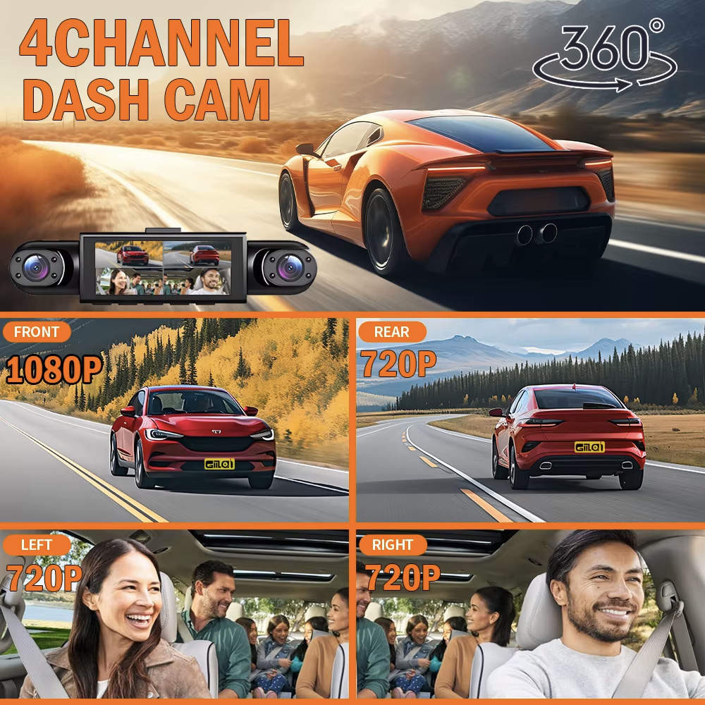 4CH 360 Degrees Car DVR 1080P  - огляд і ціна Dash Cam 360 Degree Panoramic