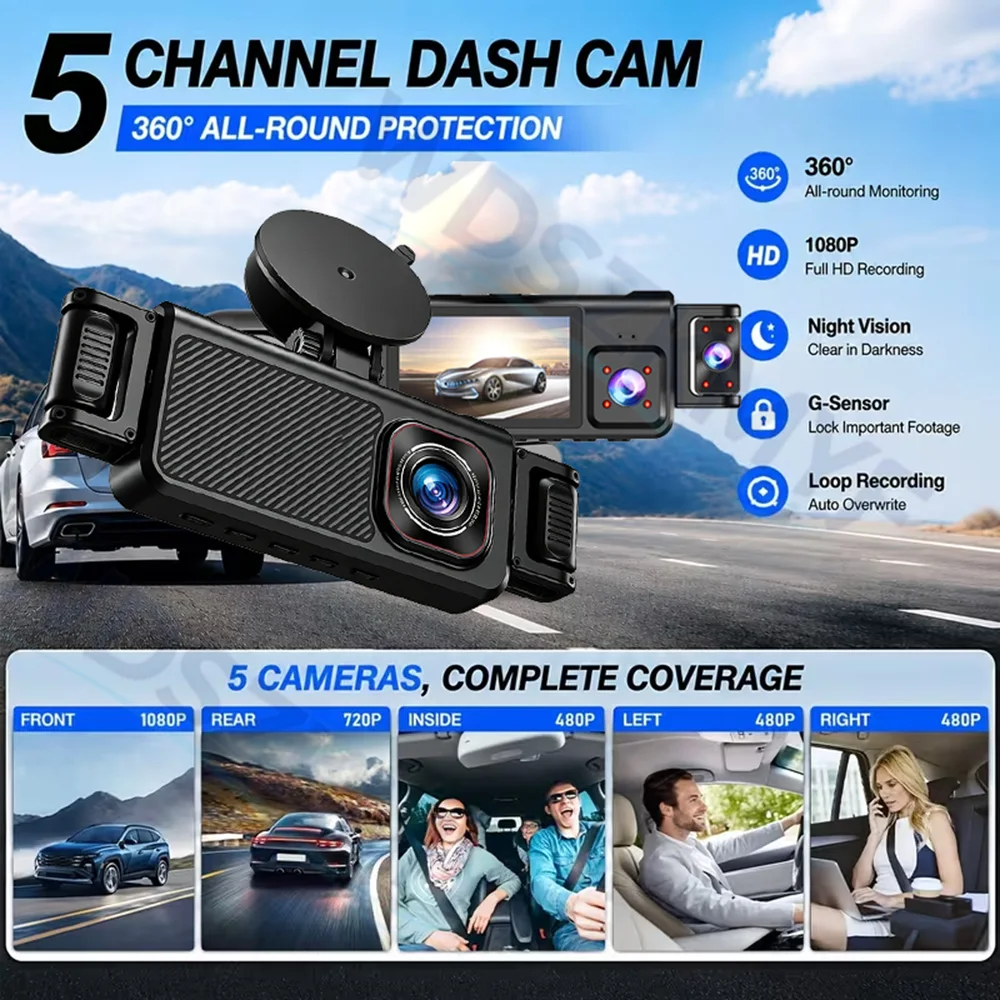 5Camera 360 Degrees Car DVR 10 - огляд і ціна Dash Cam 360 Degree Panoramic