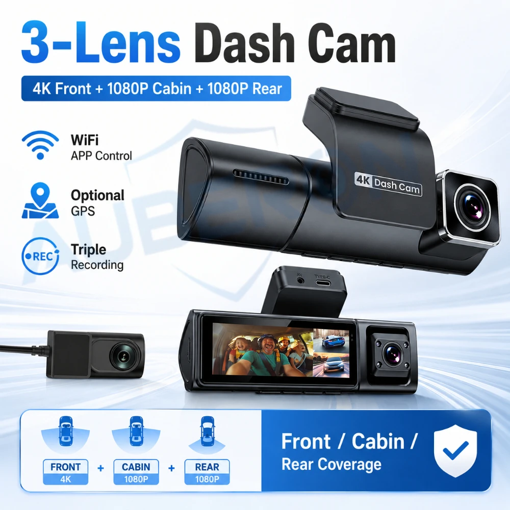 3 Channel Dash Cam 4K Front Ca - огляд і ціна Dash Cam 3 Channel 1080P