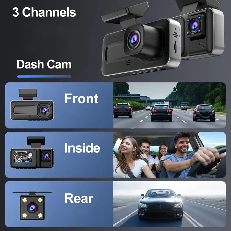 3 Channel Dash Cam for Cars Ca - огляд і ціна Dash Cam 3 Channel 1080P