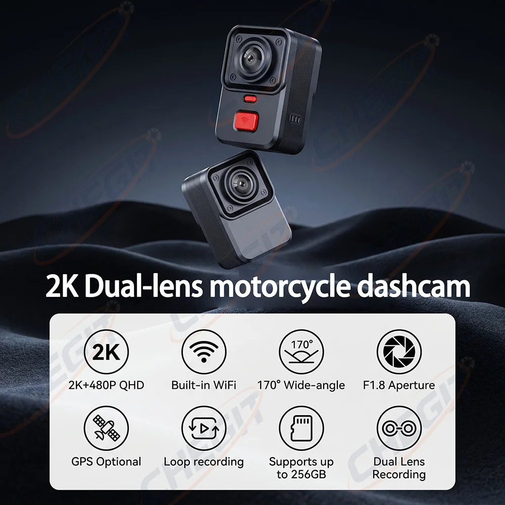 2K Dual lens HD Motorcycle Dri - огляд і ціна Dash Cam 2K Dual Lens