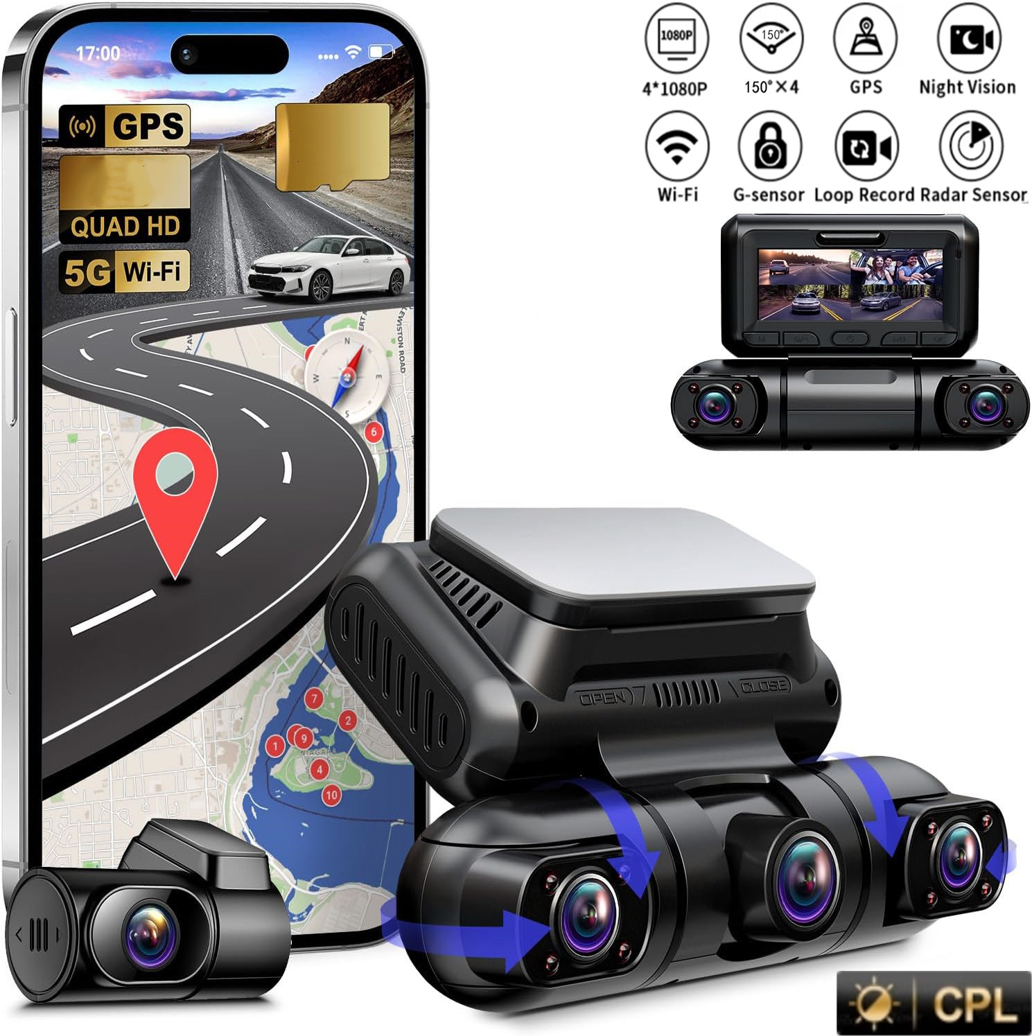 360°Panorama Dash Cam 4 Channe - огляд і ціна Dash Cam Night Vision Infrared