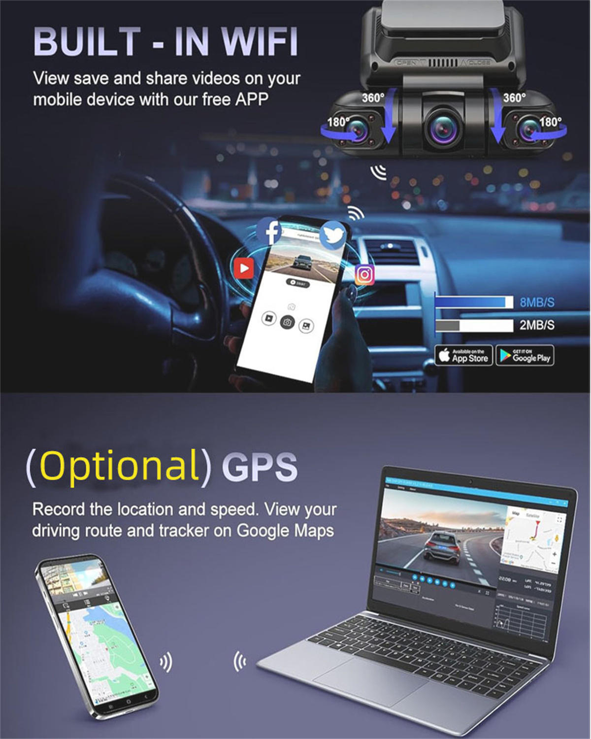 360°Panorama Dash Cam 4 Channe - огляд і ціна Dash Cam Night Vision Infrared